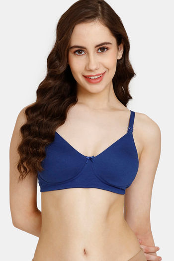 Buy Rosaline Everyday Double Layered Non Wired 3/4th Coverage T-Shirt Bra - Sodalite Blue